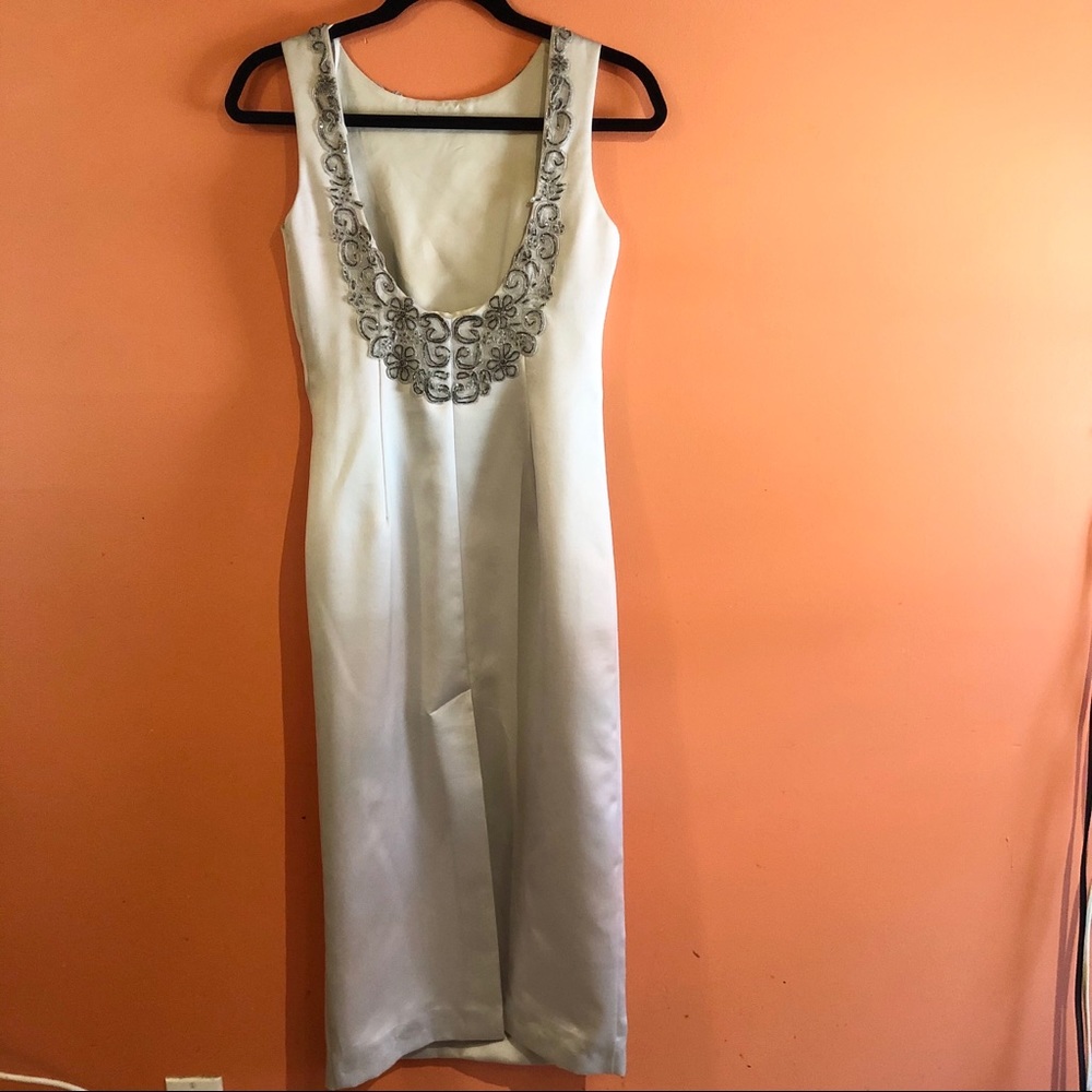 Silver formal midi dress